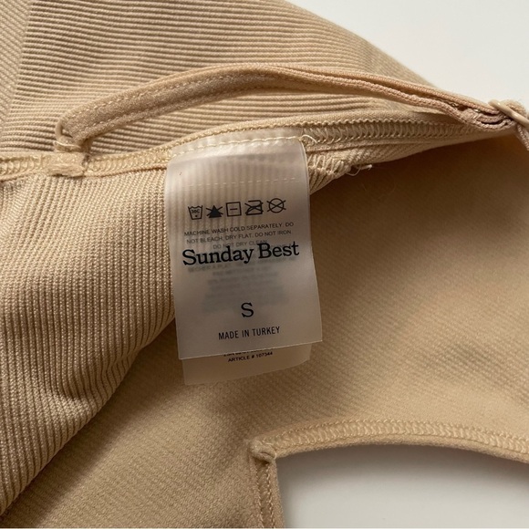 Sunday Best Ribbed Seamless Longline Bra Top Medium Beige Size Small - Picture 4 of 6
